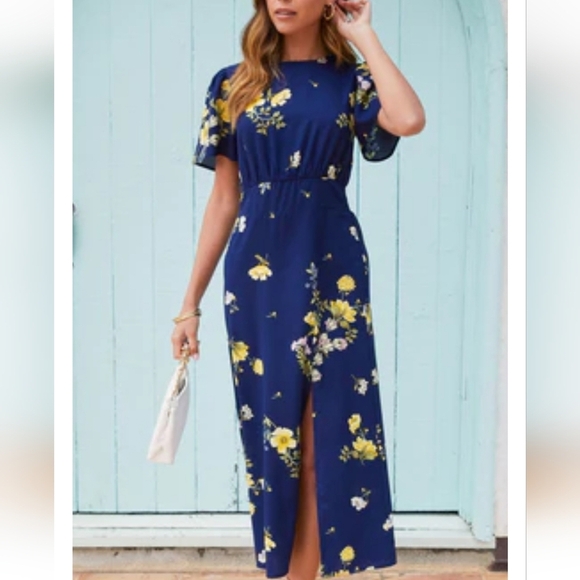 Vici SugarLips Jada Floral Slit Midi Dress NEW - Picture 6 of 6